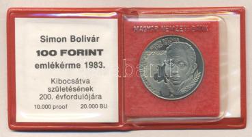 1983. 100Ft "Simon Bolivár" alpakka T:PP Eredeti tokban, tanúsítvánnyal!