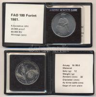 1981. 100Ft "FAO" pár T:PP,BU Eredeti tokban, tanúsítvánnyal!