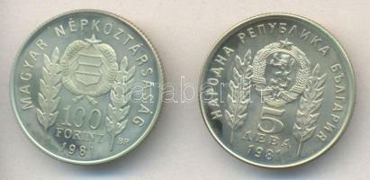 1981. 100Ft + 5L magyar-bolgár közös kiadás "Bulgária 1300 éves" T:PP Eredeti tokban, tanúsítvánnyal!