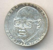 Finnország 1981. 50M Ag "80 éves Kekkonen államfő" plasztiktokban tanúsítvánnyal T:BU Finland 1981. 50 Markkaa Ag "80th Birthday of President Kekkonen" in plastic case with certificate C:BU