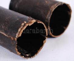 cca 1900 Tengerészeti teleszkópos réz látcső fa burkolattal, lencsevédővel, eredeti tokjában (a tok ...