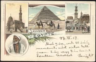 1898 Cairo Mosque Kail Bey, pyramid litho (small tear)