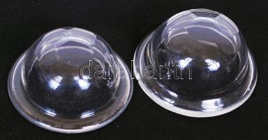 2db eredeti kézzel készített csiszolt üvegbetét fűszertartókhoz /  Original handmade polished glass containers for salts, d: 5/5,5cm