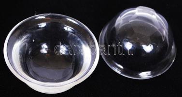 2db eredeti kézzel készített csiszolt üvegbetét fűszertartókhoz /  Original handmade polished glass containers for salts, d: 4,5/5cm