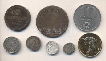 8db különféle pénzérme, közte dénár, öre, krajcár is, T:vegyes 8 different coins, with denar, ore, kreuzer coins C:mixed