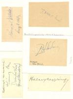 Aláírások, autogramok gyűjteménye, elsősorban zenészek: Assen St. Dimitroff, Lengyel Attila, Dániel Ernő zongoraművész, Petes Sándor színművész, Halasy Nagy József, Koltay-Kastner Jenő, Bárány István úszó, régi rádiósok, kb 15 ember, összesen 10 kártyán