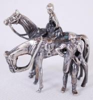 Lovasok, jelzett ezüst (Ag) figura / 
Jockeys, silver figure, 4,5x3,5x2,5cm, 37,4gr