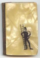 1932 Tárcanaptár félbőr kötésben gyöngyház hatású kötéstáblákkal, aranyozott lapszélekkel, használatlan