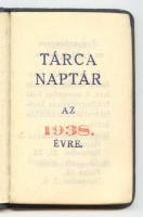 1938 Tárcanaptár egészbőr kötésben az első kötéstáblán zománcozott plakettel
