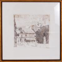 Jelzés nélkül: Főtér, rézkarc, papír, üvegezett keretben, 35×33 cm