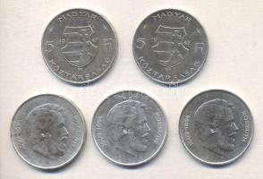 1947. 5Ft Ag "Kossuth" (5x) T:2-,3
