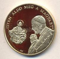 Bognár György (1944-) / Lebó Ferenc (1960-) 1991. "II.János Pál pápa látogatása - Budapest" aranyozott emlékérem (42,5m) T:PP