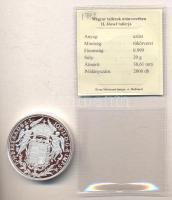 Magyar tallérok utánveretben "II. József Tallérja 1782." Ag (0,999) 20g T:PP Tanúsítvánnyal, csak 2000db!