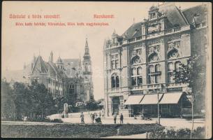 Kecskemét katolikus templom és bérház, városháza, Gyenes és fiai kereskedése (small tear)