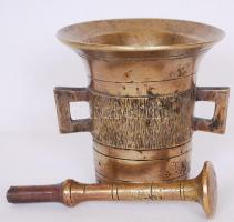 Bronz mozsár törővel (a törő sérült) /  Bronze mortar, 12cm, d: 12cm