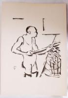 Molnár C Pál (1894-1981): Úszómester, kis szériás ofszet-karton, 21x29 cm