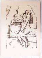 Molnár C. Pál (1894-1981): Jó reggelt, kis szériás ofszet-karton, jelzett, 29x21cm