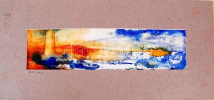 Olvashatatlan jelzéssel: Modern tájkép. Olaj, papír, paszpartuban, 23×50 cm