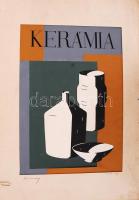 Olvashatatlan jelzéssel: Plakátterv, vegyes technika, papír, paszpartuban, 49×34 cm