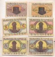 Budapest 1920. "Világítási és Vízmű R.T." Utalványa 20f, 50f, 1K, 2K, 5K, 10K T:I