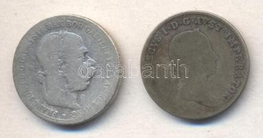 Ausztria 1832. 10Kr Ag "Ferenc" + 1895. 1K Ag T:3
Austria 1832. 10 Kreuzer Ag "Franz&...