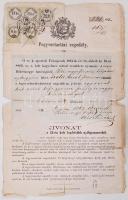 1862 Fegyvertartási engedély illetékbélyegekkel és szárazpecséttel