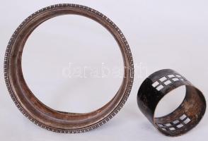 Alpakka órakeret d:12 cm, m:5 cm és egy alpakka szalvétagyűrű " Irén" felirattal