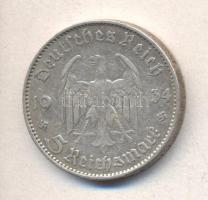 Német 3. Birodalom 1934E 5M Ag "Garnisonkirche" T:3 German Third Reich 1934E 5 Marks Ag "Garnisonkirche" C:F