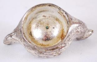 Tyúk formájú tojástartó, öntött fém, h:9 cm, m:4 cm