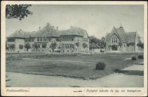 Budapest XVIII. Pestszentlőrinc polgári iskola, evangélikus templom (Rb)