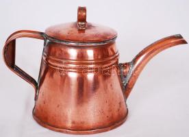 Vörös réz kanna fedővel, m:17 cm, h:23 cm