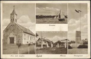 Agárd vasútállomással, országzászlóval