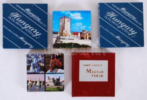5 darab minikönyv: Magyarország, Monuments (angol), Magyar várak, Budapest (több nyelvű), Folk art (több nyelvű)
