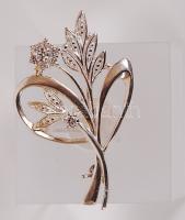 Virág alakú ezüst (Ag) kitűző /  Flowers, silver brooch, 3,5cm, 2,9gr
