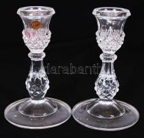 Két darab francia ólomkristály gyertyatartó, hibátlanok, eredeti dobozában, m:15 cm