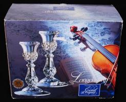 Két darab francia ólomkristály gyertyatartó, hibátlanok, eredeti dobozában, m:15 cm