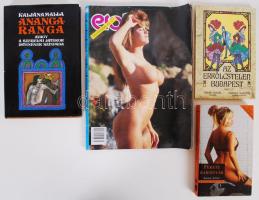 Erotikával kapcsolatos könyv tétel: Ananga-ranga. Az erkölcstelen Budapest. Fekete harisnyák.ízek. Eros 1990 erotikus újság. Összesen négy darab.