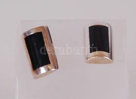 Ezüst (Ag) fülbevaló fekete zománccal /  Silver earrings with black enamel inlay, br: 2,8gr
