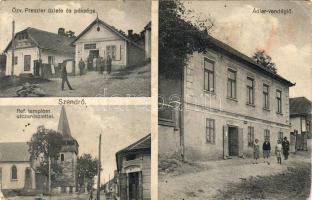Szendrő osztott lap Özv. Preszler üzlete és péksége, Adler vendéglő (hátoldal sérült)