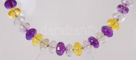 Ametrin nyaklánc ezüst (Ag) szerelékkel / 
Ametrine necklace with silver accessories, 46cm