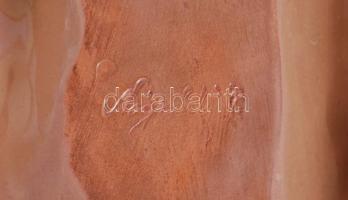 Nógrádi J jelzéssel: Hófehérke és a hét törpe. Kézzel festett, kerámia falikép, apró mázhibákkal, 18...