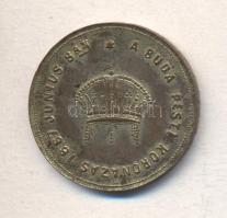 1867. "A Buda Pesti Koronázás / Éljen a Haza és Az Alkotmány" aranyozott Br koronázási zseton T:2