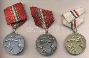 ~1960. 3db különféle labdarúgó díjérem szalaggal T:2