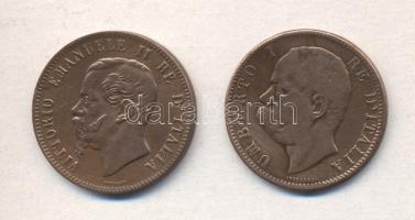 Olaszország 1863. 10c "II. Viktor Emanuel"  + 1894. 10c "I. Umbertó" T:2,2-
Ital...