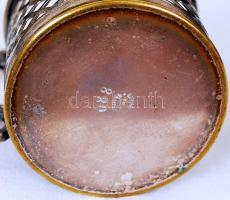 Ezüstözött alpakka pohár tartó, jelzett, m:9 cm, d:8 cm