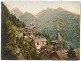 cca 1900 Tátra: Rózsa-Szálloda, színezett fotó /  Tatra Hotel Rosa, colored photo, 17x22,5cm