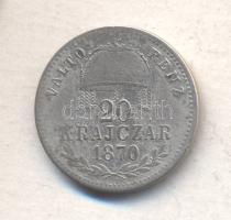 1870GYF 20Kr "Váltó Pénz" Ag T:3-