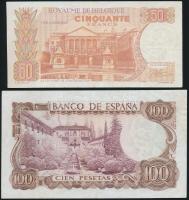 Belgium 1966. 50Fr T:II- + Spanyolország 1970. 100P T:II
Belgium 1966. 50 Francs C:VF + Spain 1970. ...
