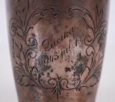 Keresztelő ezüst pohár "Lacika 943 júl.1" felirattal, jelzett, m:8 cm, nettó:52 gr