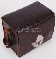 1937-1938 Eastman Kodak Popular Brownie rollfilmes boxkamera bőr tokkal (az egyik kereső törött, a t...